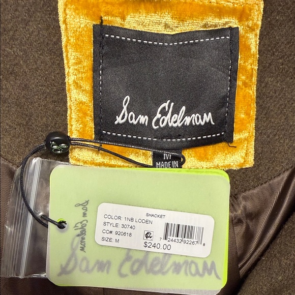 Sam Edelman Olive Wool Oversized Women’s Size Medium Cabin-core Shacket - Picture 4 of 6